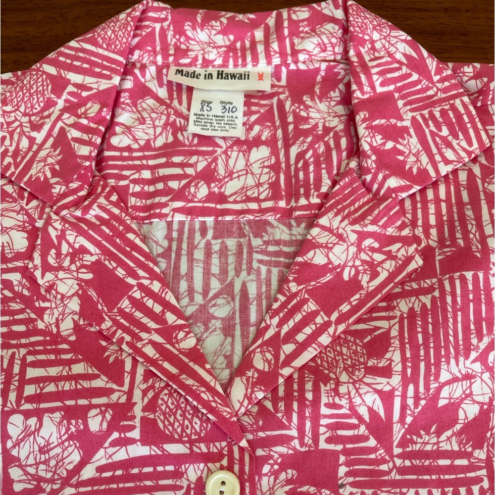 Pink Ladies aloha shirt/blouse made in Hawaii 100% cotton. XS x small - Picture 3 of 6